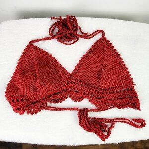 Red Crochet Crop Top